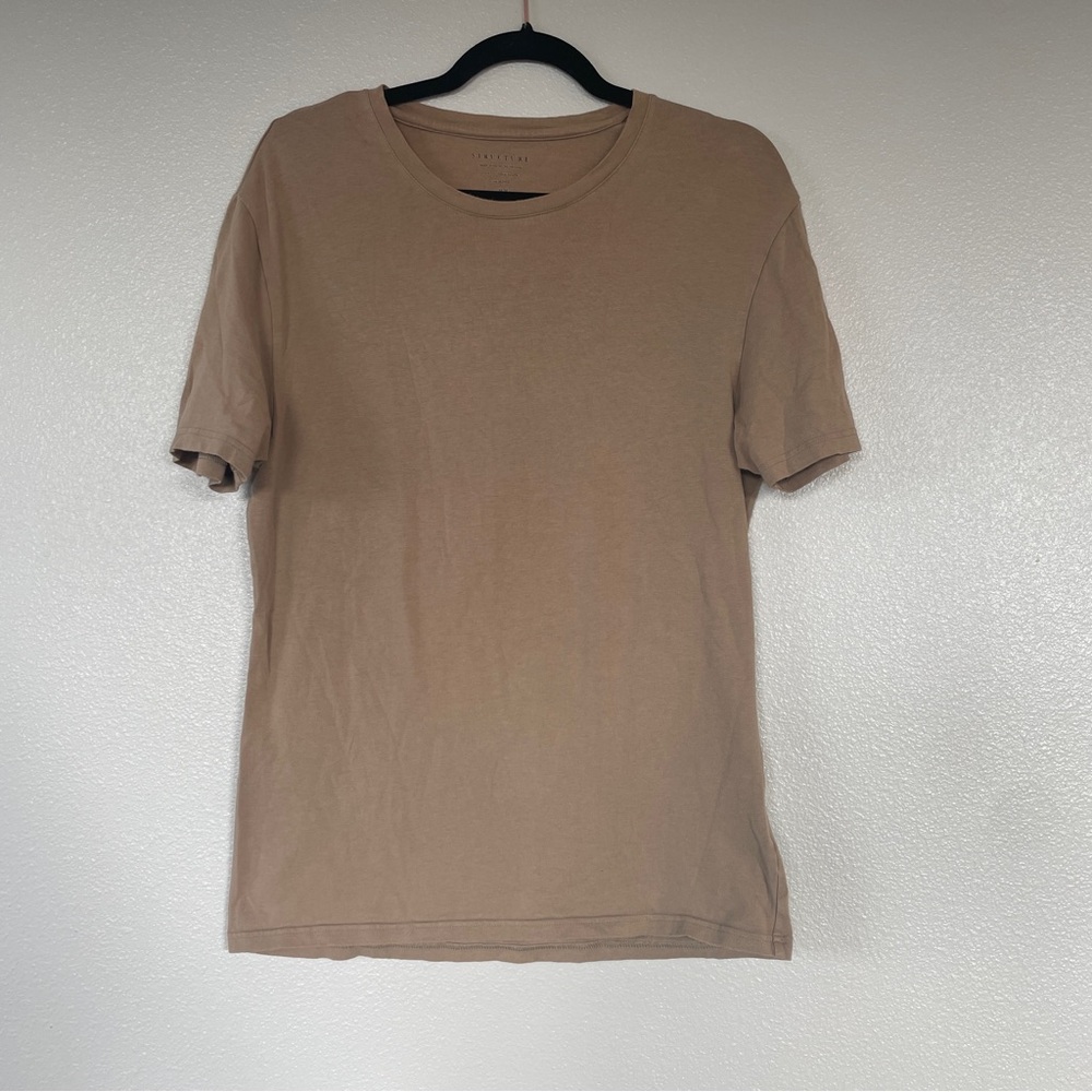 Structure Tan Soft Tee Shirt Mens Size Medium Cotton Spandex Brown Basic T-Shirt